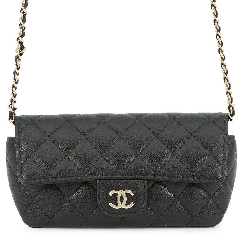 シャネル アイウェアケース マトラッセ ココマーク キャビアスキン AP2044 CHANEL 眼鏡ケース キルティング 黒