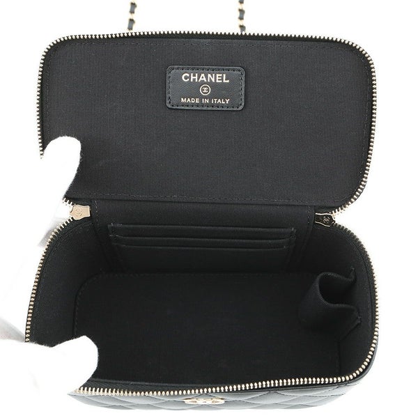 シャネル チェーンショルダーバッグ マトラッセ ココマーク ヴァニティバッグ ラムスキン AP2199 CHANEL 黒 バニティ