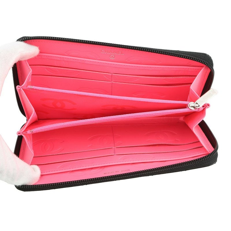 シャネル 長財布 カンボンライン ラウンドファスナー ココマーク ラムスキンパテント A50078 CHANEL 財布 黒