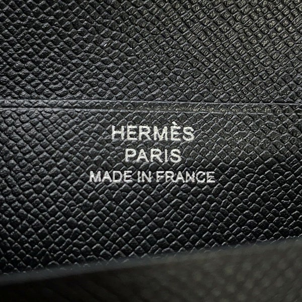 エルメス 二つ折り財布 ベアンコンパクト ブラック/ブラック金具 ヴォーマダム K刻印 HERMES 財布 黒