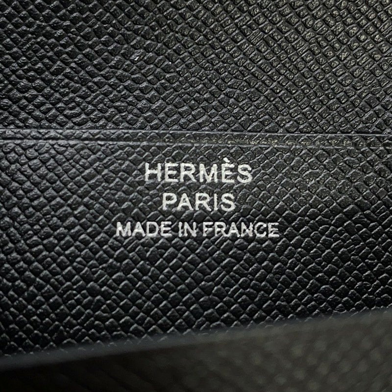 エルメス 二つ折り財布 ベアンコンパクト ブラック/ブラック金具 ヴォーマダム K刻印 HERMES 財布 黒