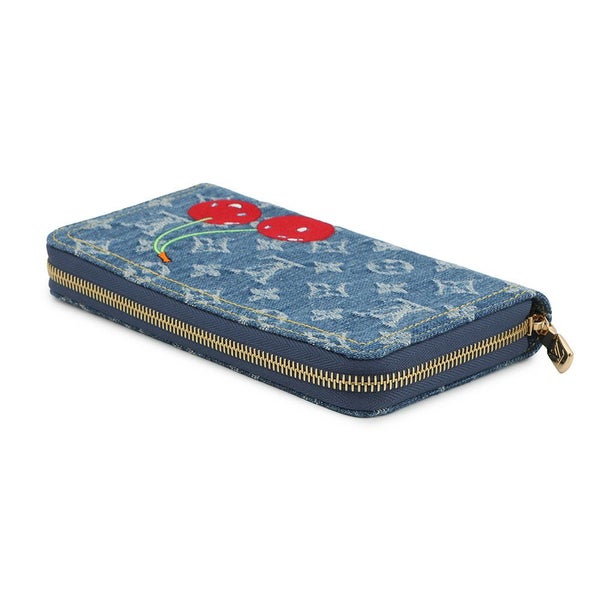 ルイヴィトン 長財布 モノグラム・チェリー デニム LV × TM ジッピー・ウォレット M23161 村上隆コラボ