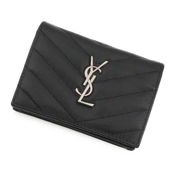 サンローランパリ 二つ折り財布 YSL ロゴ レザー 504899 SAINT LAURENT PARIS カード 黒
