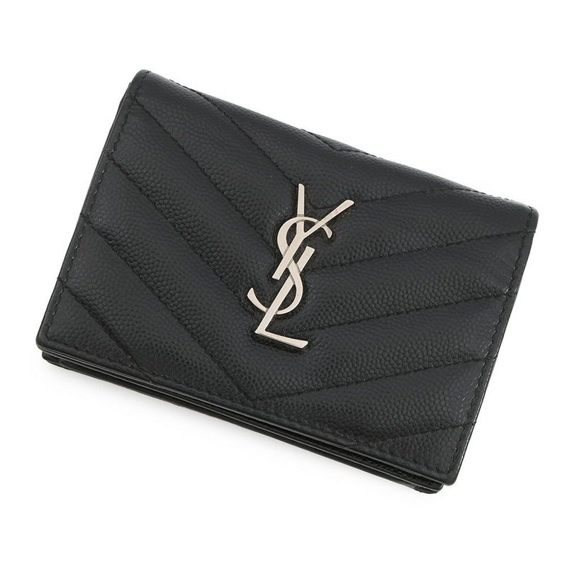 サンローランパリ 二つ折り財布 YSL ロゴ レザー 504899 SAINT LAURENT PARIS カード 黒