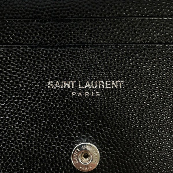 サンローランパリ 二つ折り財布 YSL ロゴ レザー 504899 SAINT LAURENT PARIS カード 黒