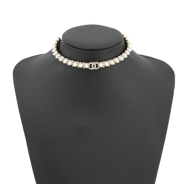 シャネル チョーカー スタッズ フェイクパール ラインストーン A22C AB7624 CHANEL ネックレス アクセサリー
