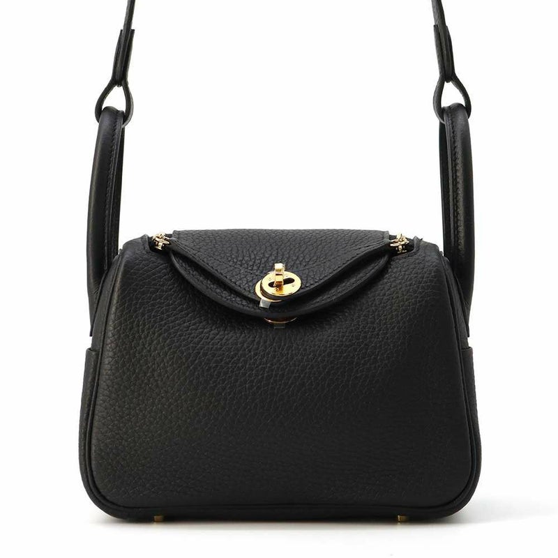 エルメス リンディ ミニ ブラック/ゴールド金具 トリヨンクレマンス B刻印 2wayショルダー 黒