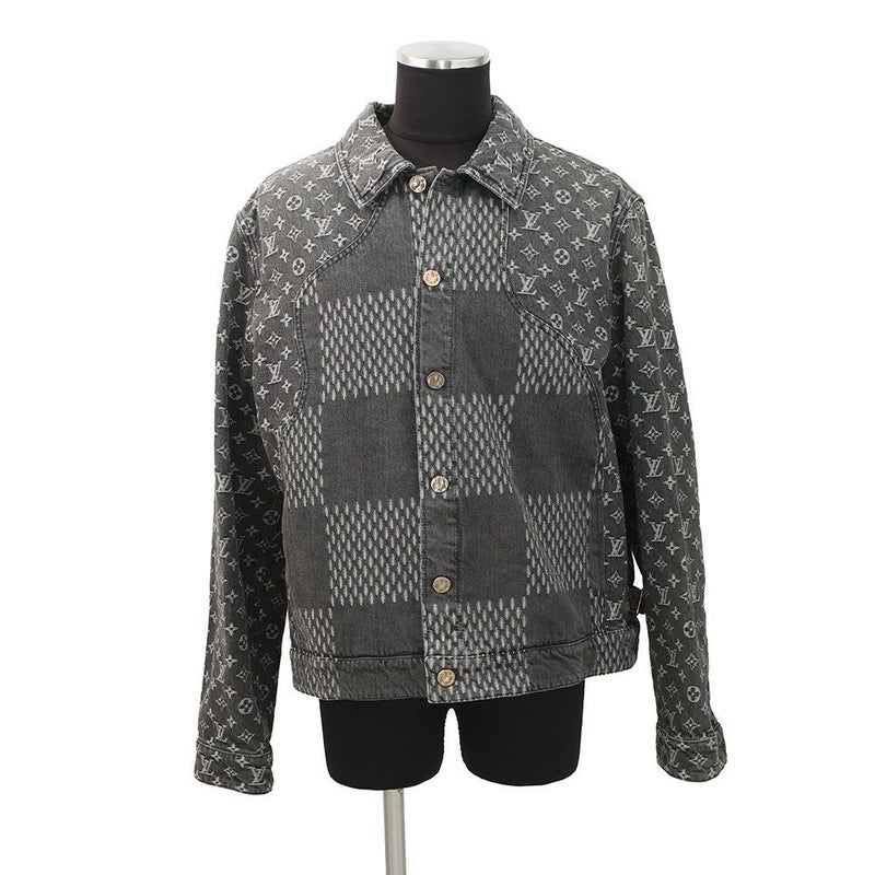 ルイヴィトン デニムジャケット NIGOコラボ ジャイアントダミエ ウェーブス モノグラム メンズサイズ54 1A88WW 黒 ノワール アウター
