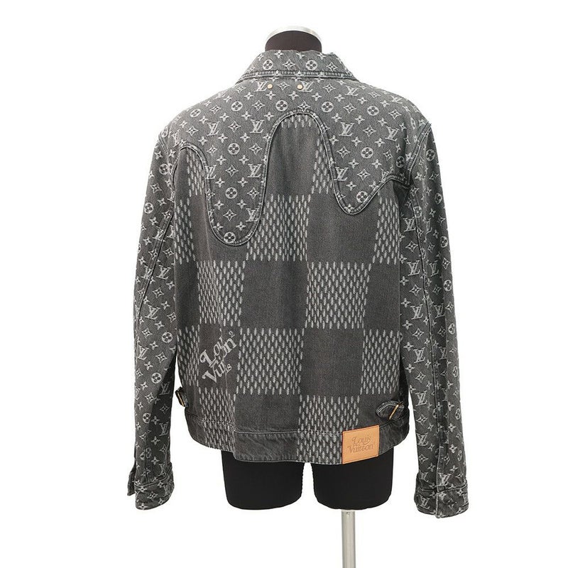 ルイヴィトン デニムジャケット NIGOコラボ ジャイアントダミエ ウェーブス モノグラム メンズサイズ54 1A88WW 黒 ノワール アウター