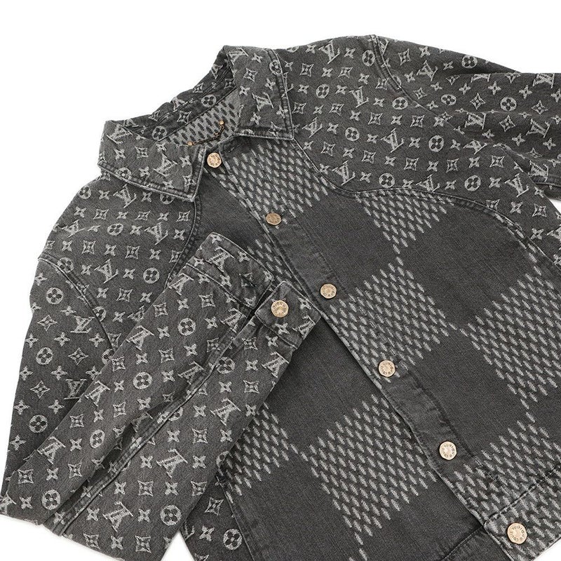 ルイヴィトン デニムジャケット NIGOコラボ ジャイアントダミエ ウェーブス モノグラム メンズサイズ54 1A88WW 黒 ノワール アウター