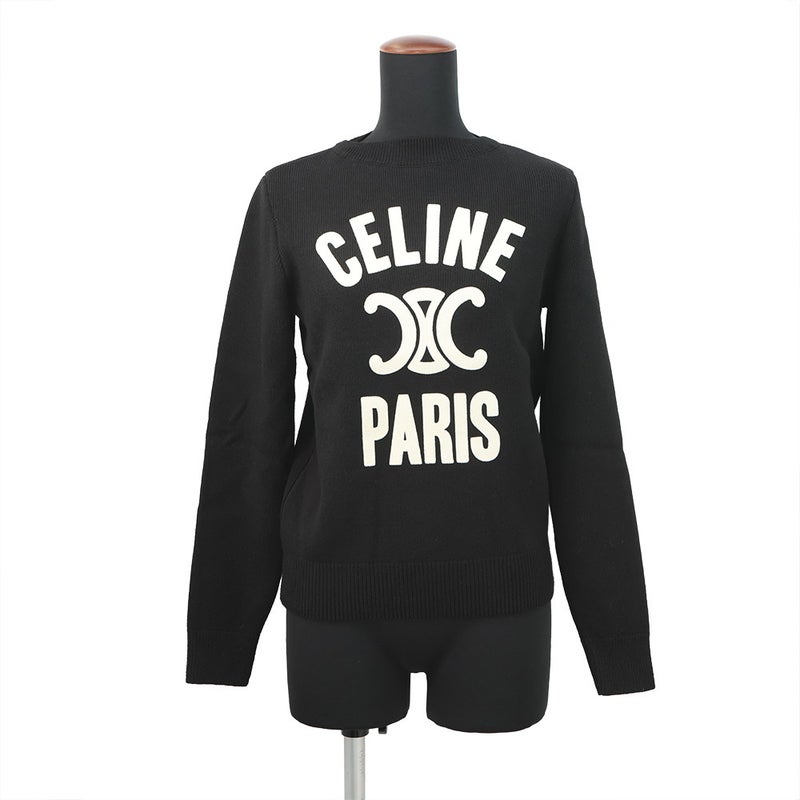セリーヌ ニット トリオンフ ボートネックセーター レディースサイズXS RY06J0U62.38OW CELINE トップス 黒