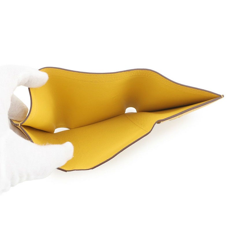 エルメス 三つ折り財布 ベアンコンビネ ジョーヌアンブル/シルバー金具 シェブルミゾル W刻印 HERMES 財布