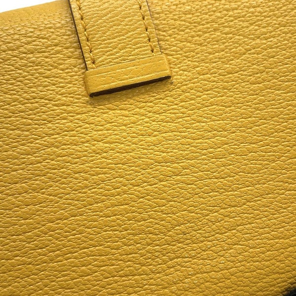 エルメス 三つ折り財布 ベアンコンビネ ジョーヌアンブル/シルバー金具 シェブルミゾル W刻印 HERMES 財布