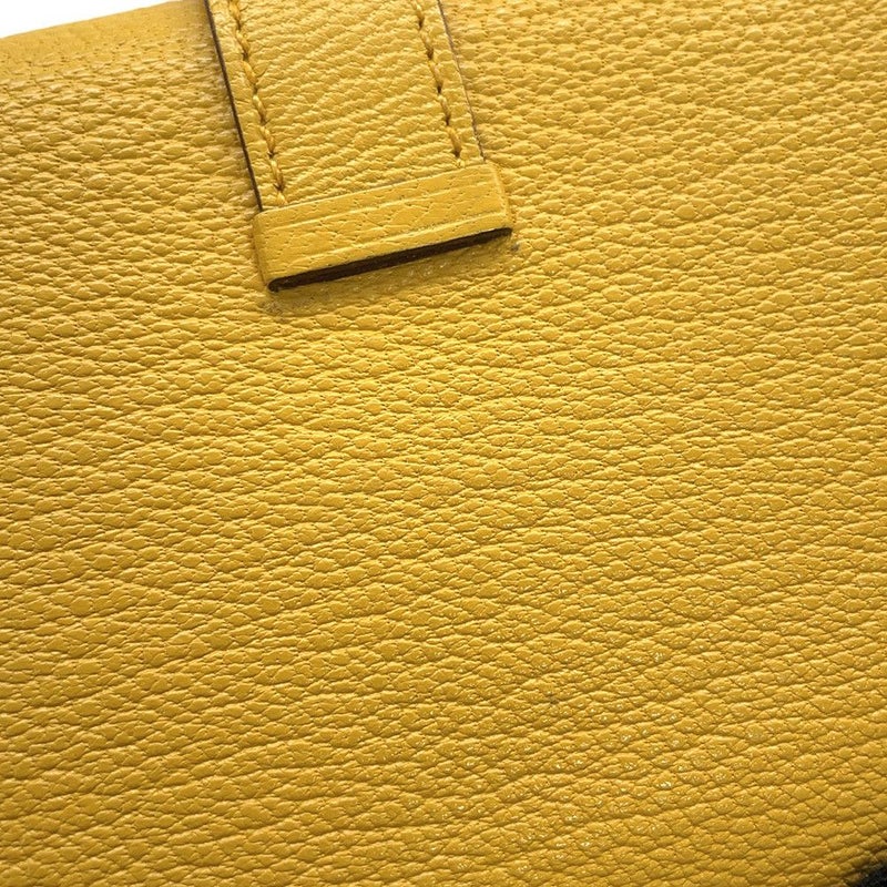 エルメス 三つ折り財布 ベアンコンビネ ジョーヌアンブル/シルバー金具 シェブルミゾル W刻印 HERMES 財布