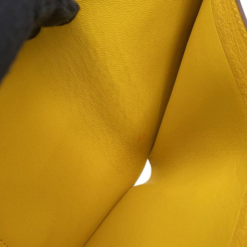 エルメス 三つ折り財布 ベアンコンビネ ジョーヌアンブル/シルバー金具 シェブルミゾル W刻印 HERMES 財布