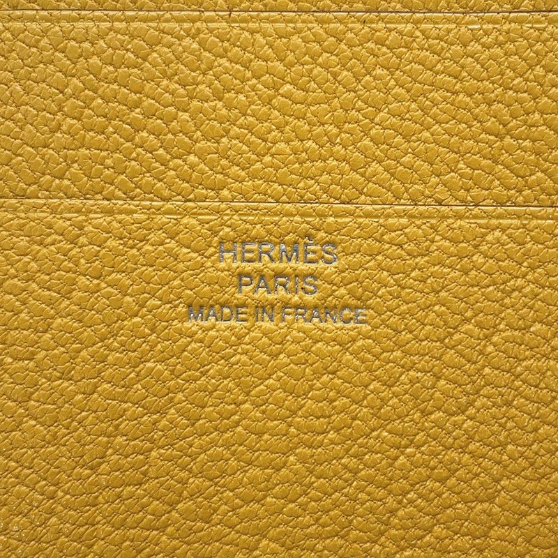 エルメス 三つ折り財布 ベアンコンビネ ジョーヌアンブル/シルバー金具 シェブルミゾル W刻印 HERMES 財布