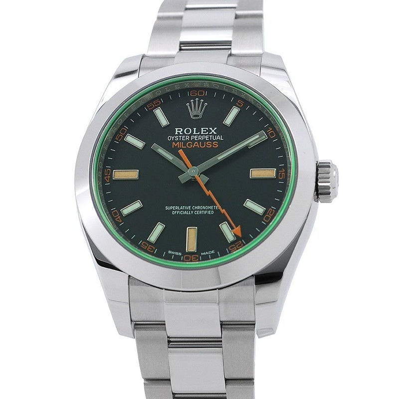ロレックス ミルガウス グリーンガラス ランダムシリアル ルーレット 116400GV ROLEX 腕時計 黒文字盤