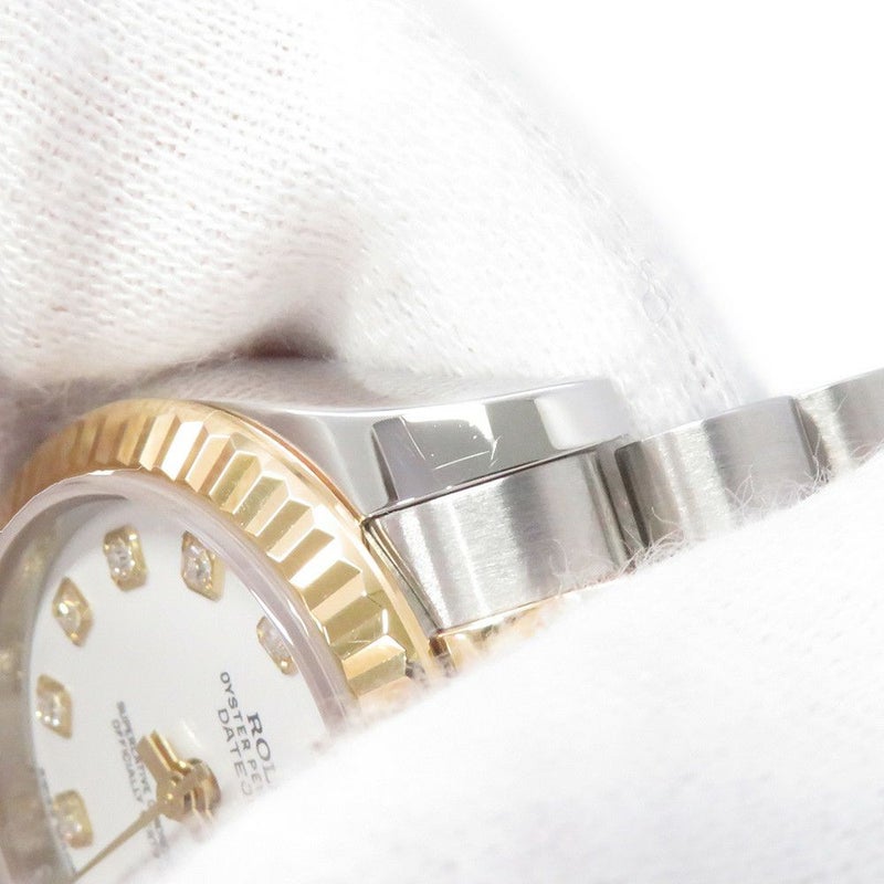 ロレックス デイトジャスト SS/K18YG 179173G ROLEX 腕時計 白文字盤 10Pダイヤ
