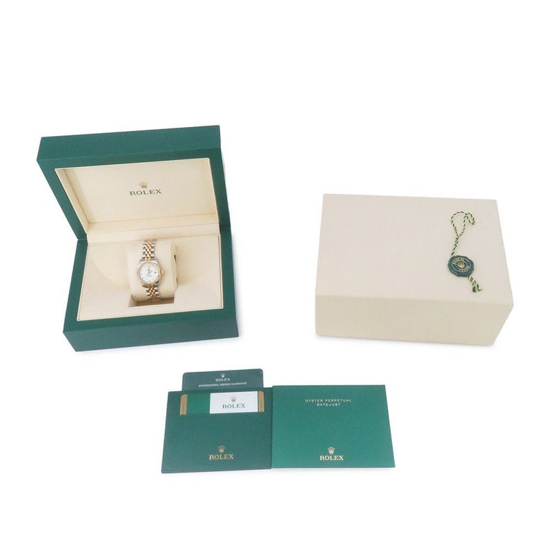 ロレックス デイトジャスト SS/K18YG 179173G ROLEX 腕時計 白文字盤 10Pダイヤ