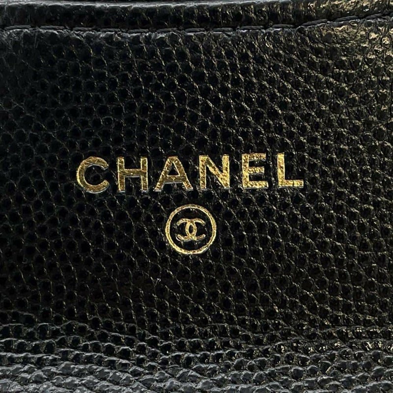シャネル ミニチェーンウォレット カードケース マトラッセ キャビアスキン AP0238 CHANEL 財布 黒