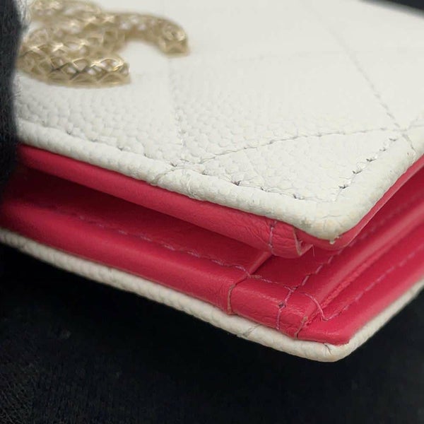 シャネル 二つ折り財布 マトラッセ ココマーク キャビアスキン AP3185 CHANEL 財布 白