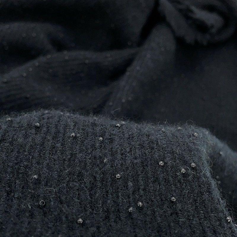 シャネル マフラー ココマーク カシミヤ ビーズ CHANEL ストール 黒