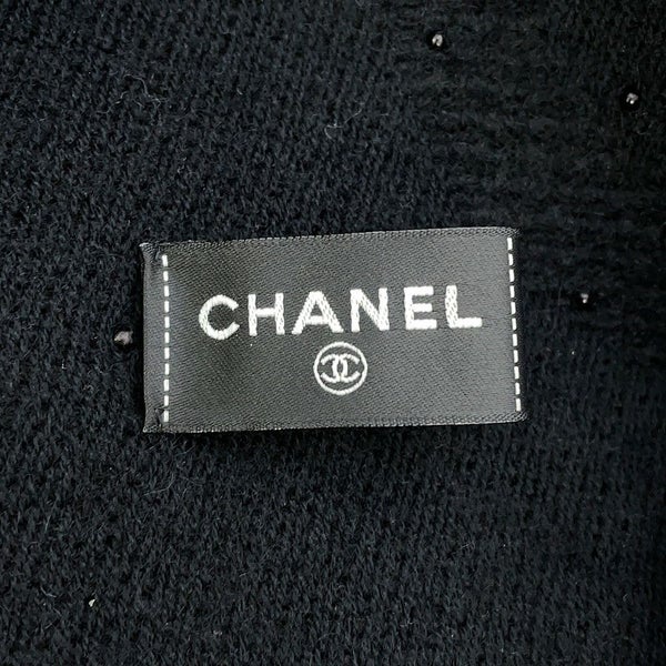シャネル マフラー ココマーク カシミヤ ビーズ CHANEL ストール 黒