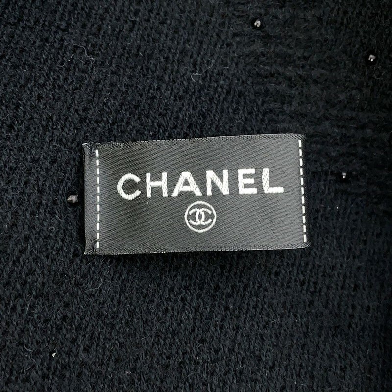 シャネル マフラー ココマーク カシミヤ ビーズ CHANEL ストール 黒