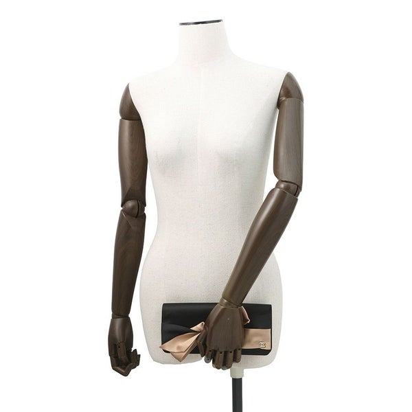 シャネル クラッチバッグ ココマーク サテン ラインストーン CHANEL 黒