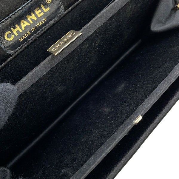 シャネル クラッチバッグ ココマーク サテン ラインストーン CHANEL 黒