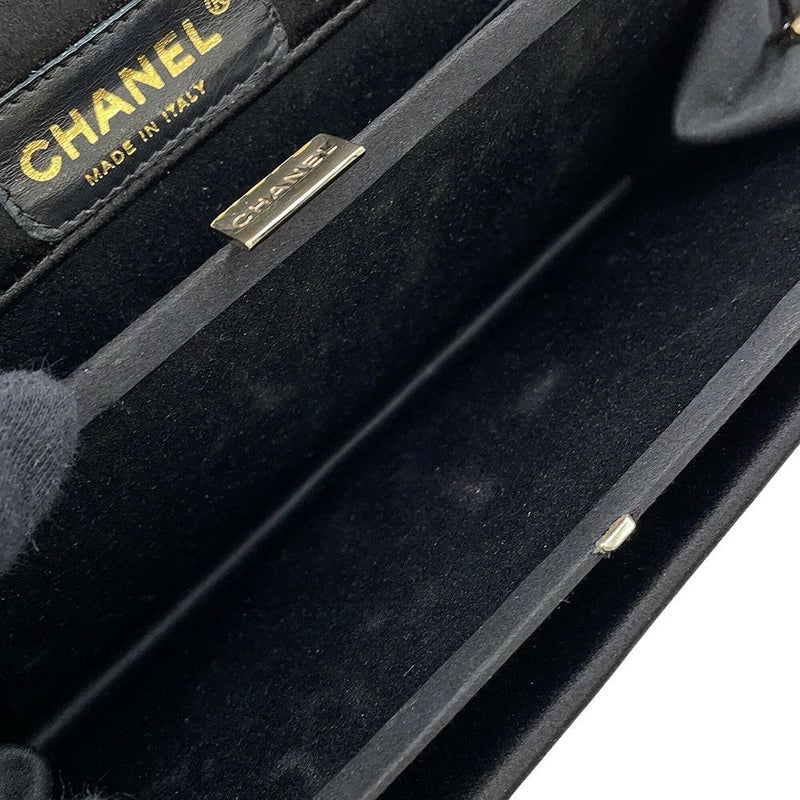 シャネル クラッチバッグ ココマーク サテン ラインストーン CHANEL 黒