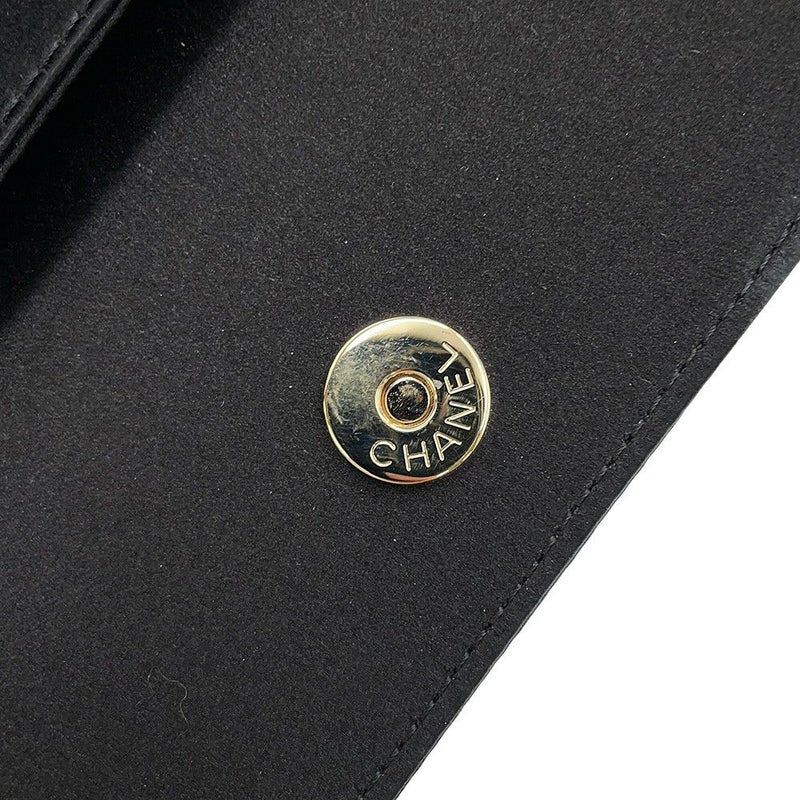 シャネル クラッチバッグ ココマーク サテン ラインストーン CHANEL 黒