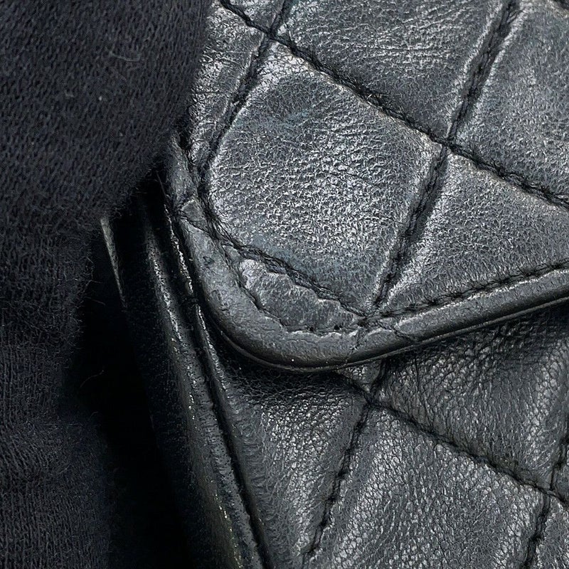 シャネル チェーンショルダーバッグ ミニミニ マトラッセ ココマーク ラムスキン CHANEL 黒