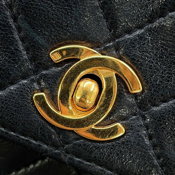 シャネル チェーンショルダーバッグ ミニミニ マトラッセ ココマーク ラムスキン CHANEL 黒