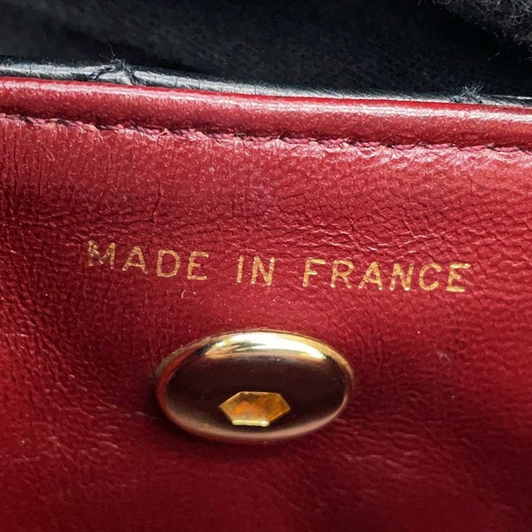 シャネル チェーンショルダーバッグ ミニミニ マトラッセ ココマーク ラムスキン CHANEL 黒