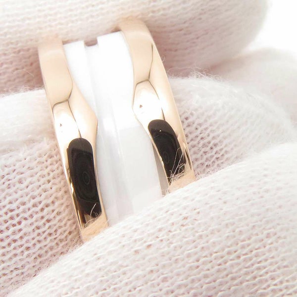 ブルガリ リング ビーゼロワン B-zero1 2バンド K18PGピンクゴールド ホワイトセラミック サイズ53 347021 BVLGARI 指輪