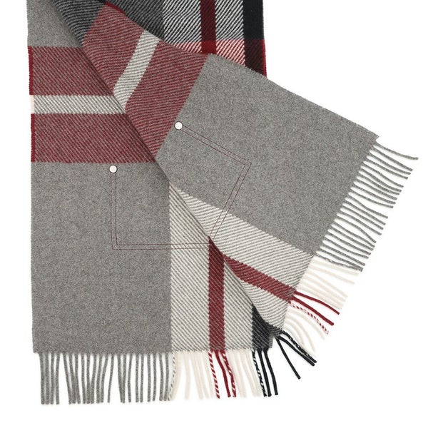 エルメス マフラー タータンポケット・キュイール・アップリケ カシミヤ HERMES ストール