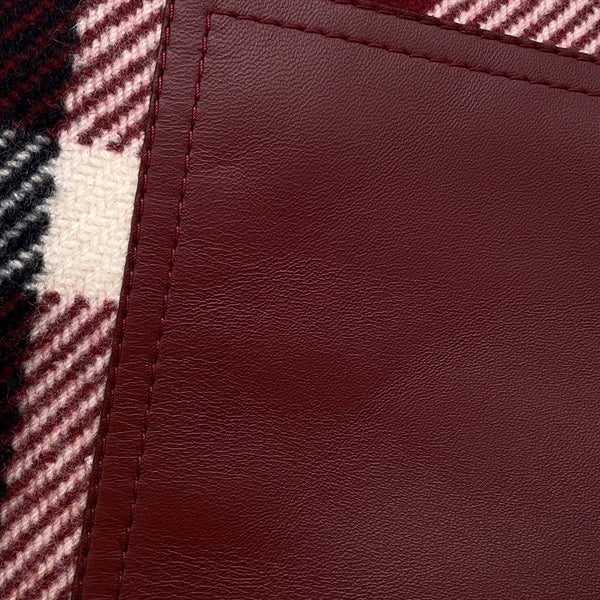 エルメス マフラー タータンポケット・キュイール・アップリケ カシミヤ HERMES ストール