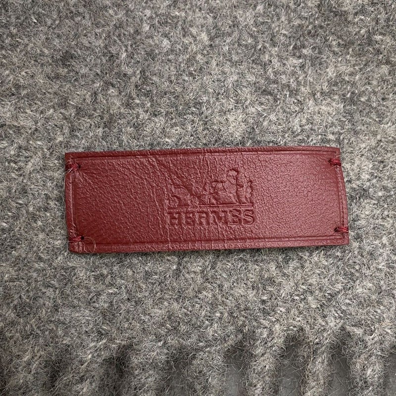 エルメス マフラー タータンポケット・キュイール・アップリケ カシミヤ HERMES ストール