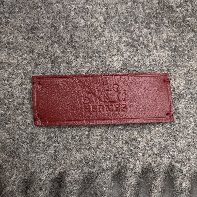 エルメス マフラー タータンポケット・キュイール・アップリケ カシミヤ HERMES ストール