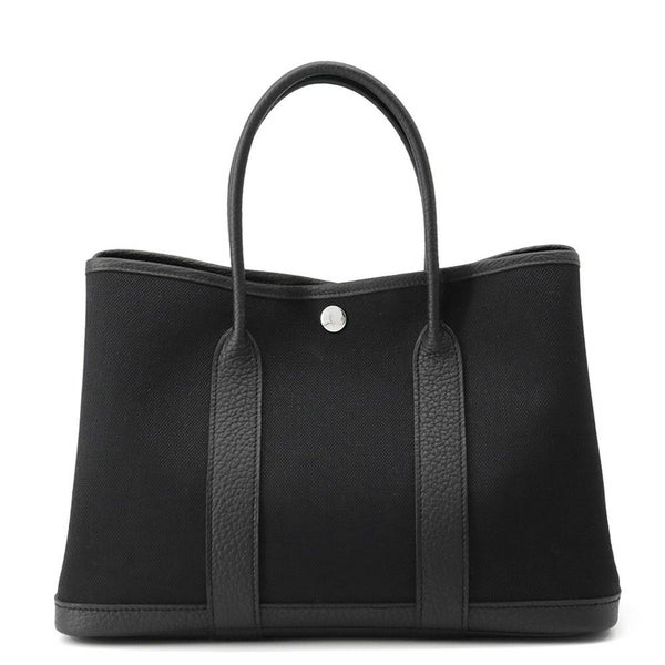 エルメス トートバッグ ガーデンパーティTPM ブラック/シルバー金具 トワルアッシュ/ネゴンダ B刻印 黒