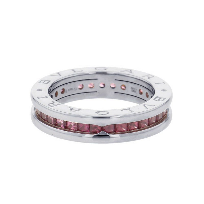 ブルガリ リング ビーゼロワン B-zero1 1バンド ガーネット K18WGホワイトゴールド リングサイズ53 指輪 ジュエリー