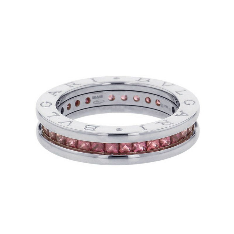 ブルガリ リング ビーゼロワン B-zero1 1バンド ガーネット K18WGホワイトゴールド リングサイズ53 指輪 ジュエリー