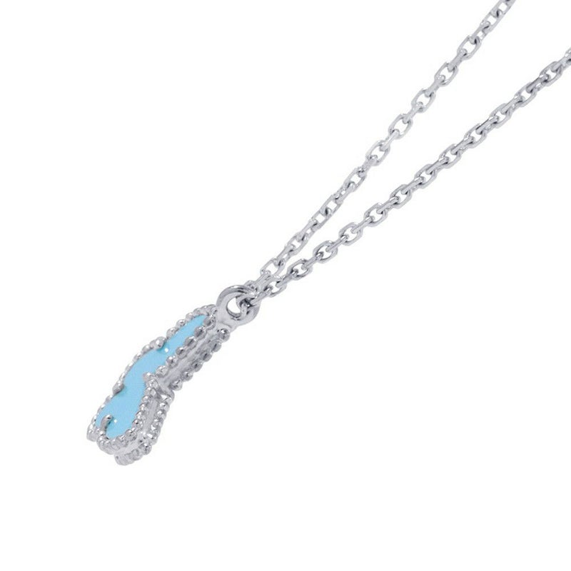 ヴァンクリーフ&アーペル ネックレス スウィート パピヨン ペンダント ターコイズ K18WGホワイトゴールド VCARF80500