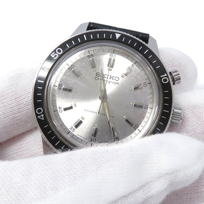 セイコー ワンプッシュクロノグラフ 5719-8990 SEIKO 腕時計 ウォッチ アンティーク シルバー文字盤