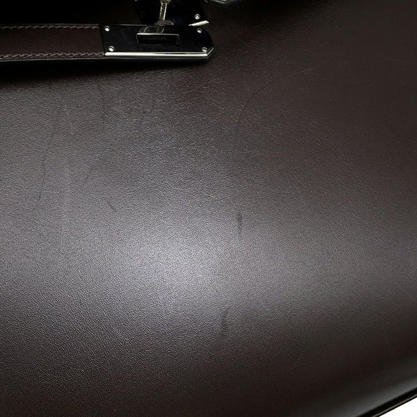 エルメス ハンドバッグ ケリー32 外縫い ショコラ/シルバー金具 ボックスカーフ □K刻印 2wayショルダー