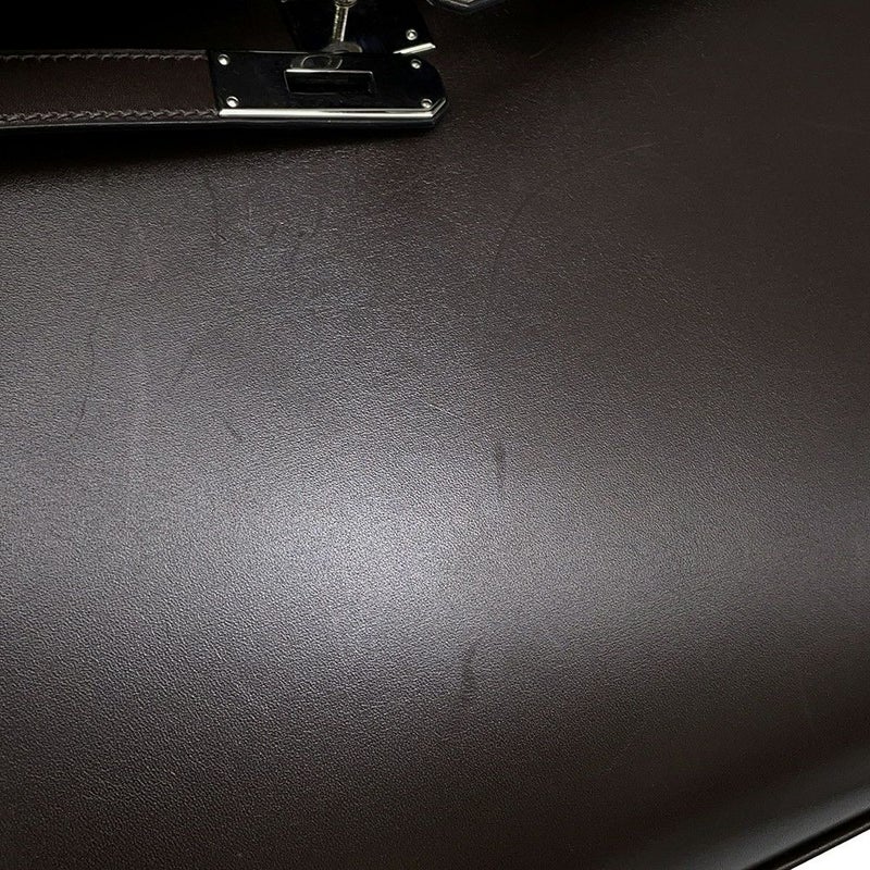 エルメス ハンドバッグ ケリー32 外縫い ショコラ/シルバー金具 ボックスカーフ □K刻印 2wayショルダー