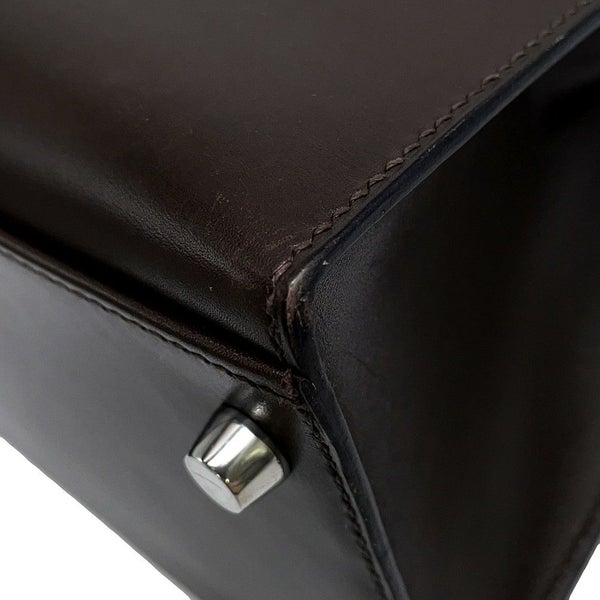 エルメス ハンドバッグ ケリー32 外縫い ショコラ/シルバー金具 ボックスカーフ □K刻印 2wayショルダー