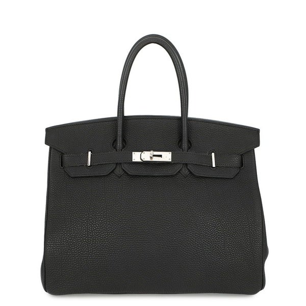 エルメス バーキン35 ブラック/シルバー金具 トゴ □H刻印 HERMES Birkin ハンドバッグ 黒