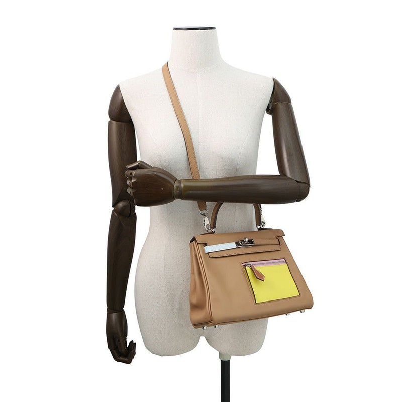 エルメス ケリー25 内縫い カラーマティック チャイ/ブループリュム/ライム/シルバー金具 スイフト U刻印 2wayショルダー